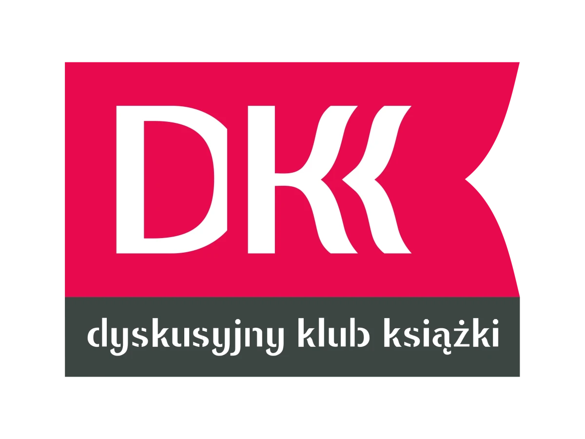 Na malinowym tle białe litery DKK.