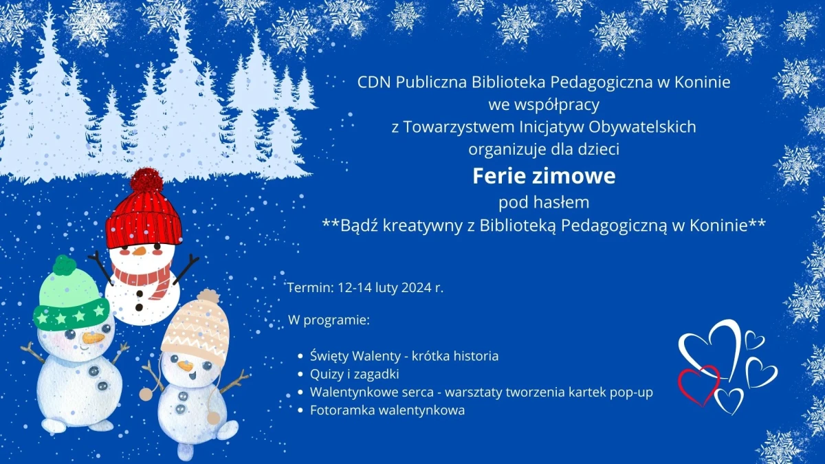 Plakat pt. Ferie zimowe