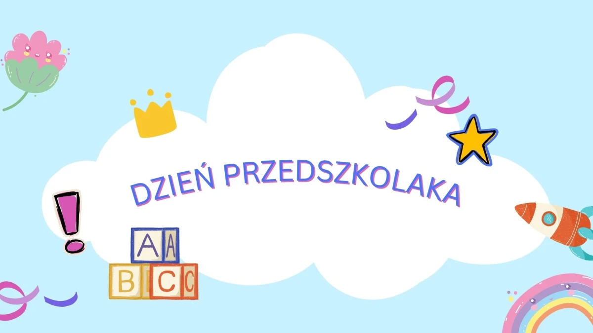Kolorowy plakat z napisem Dzień Przedszkolaka